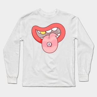 Silly And Funny Golden Tooth Illustration Long Sleeve T-Shirt